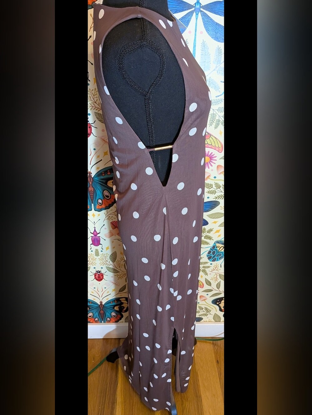 Caroline Constas Brown Coverup Dress with White Polka Dots, NWT! - Picture 3 of 11
